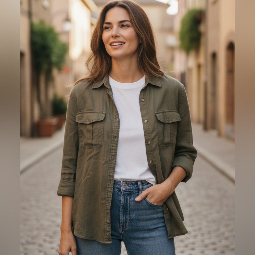 Lauren Ralph Lauren Olive Button Down Shirt